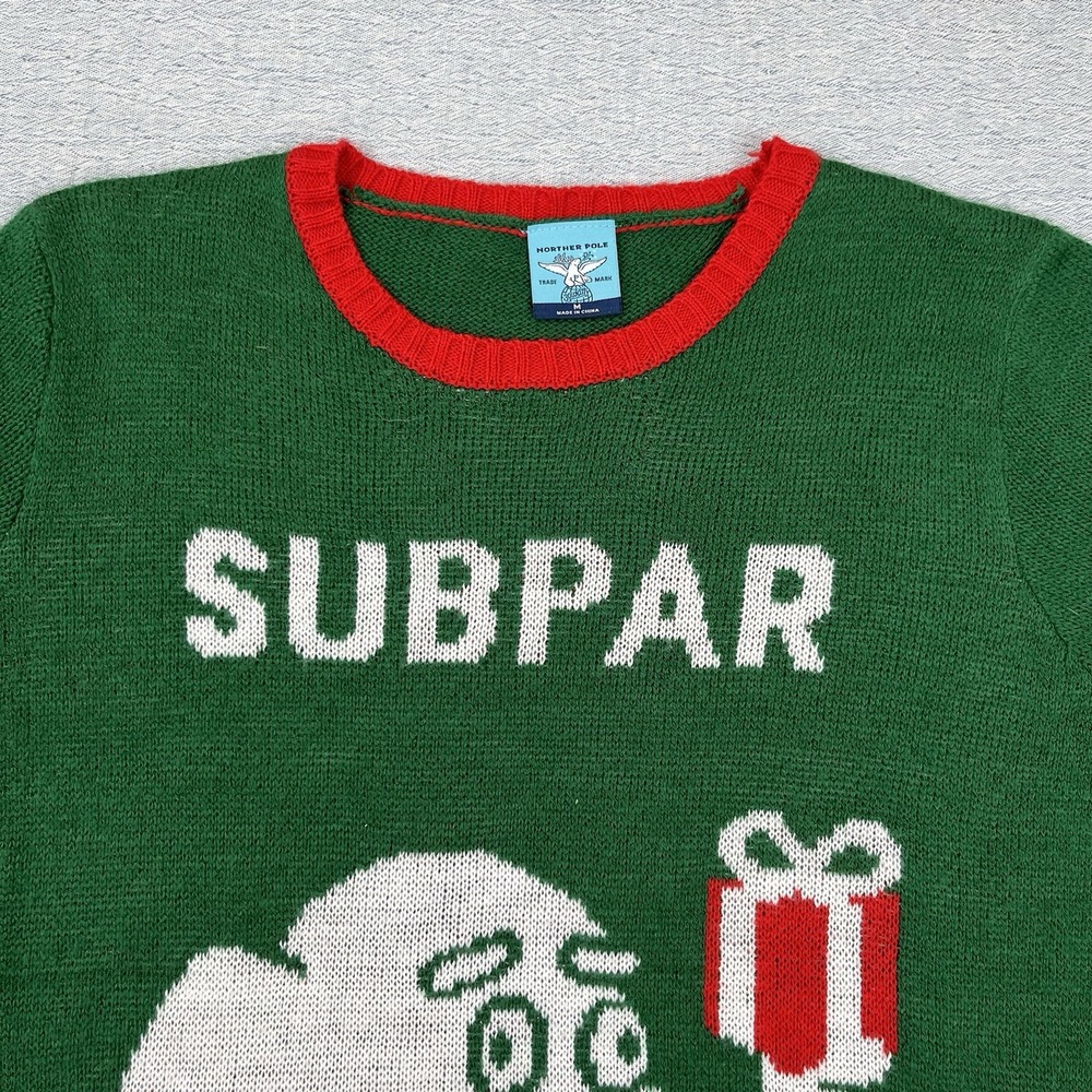 Norther Pole Ugly Christmas Sweater Sub Par Gift Giver‎ Size Medium
